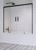 M-Acryl Idea Black PN DWD 140 kádparaván, Easy clean bevonattal, matt fekete profillal, dupla tolóaj
