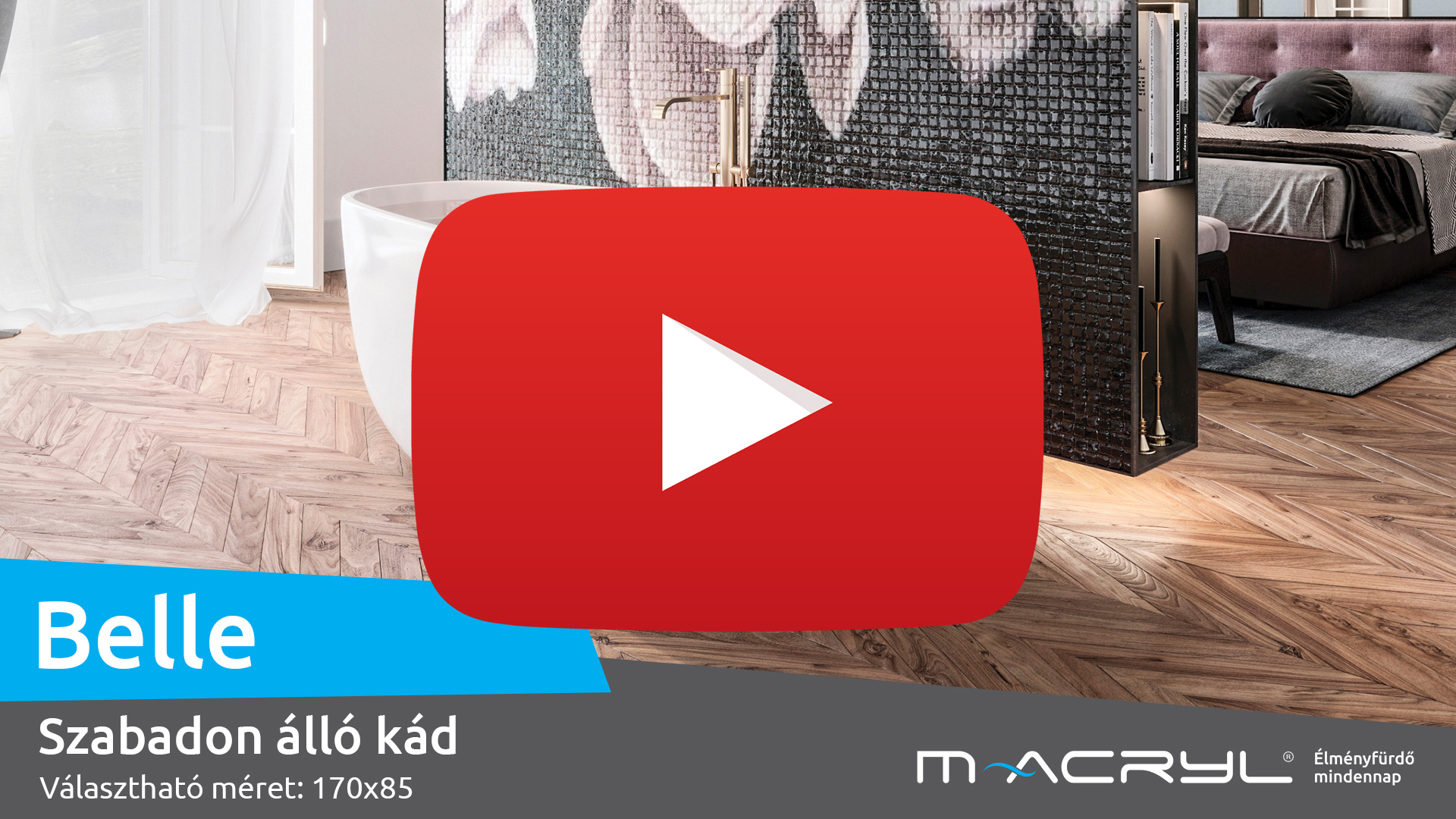 Belle szabadon álló akril kád 170x85 mattfekete előlappal