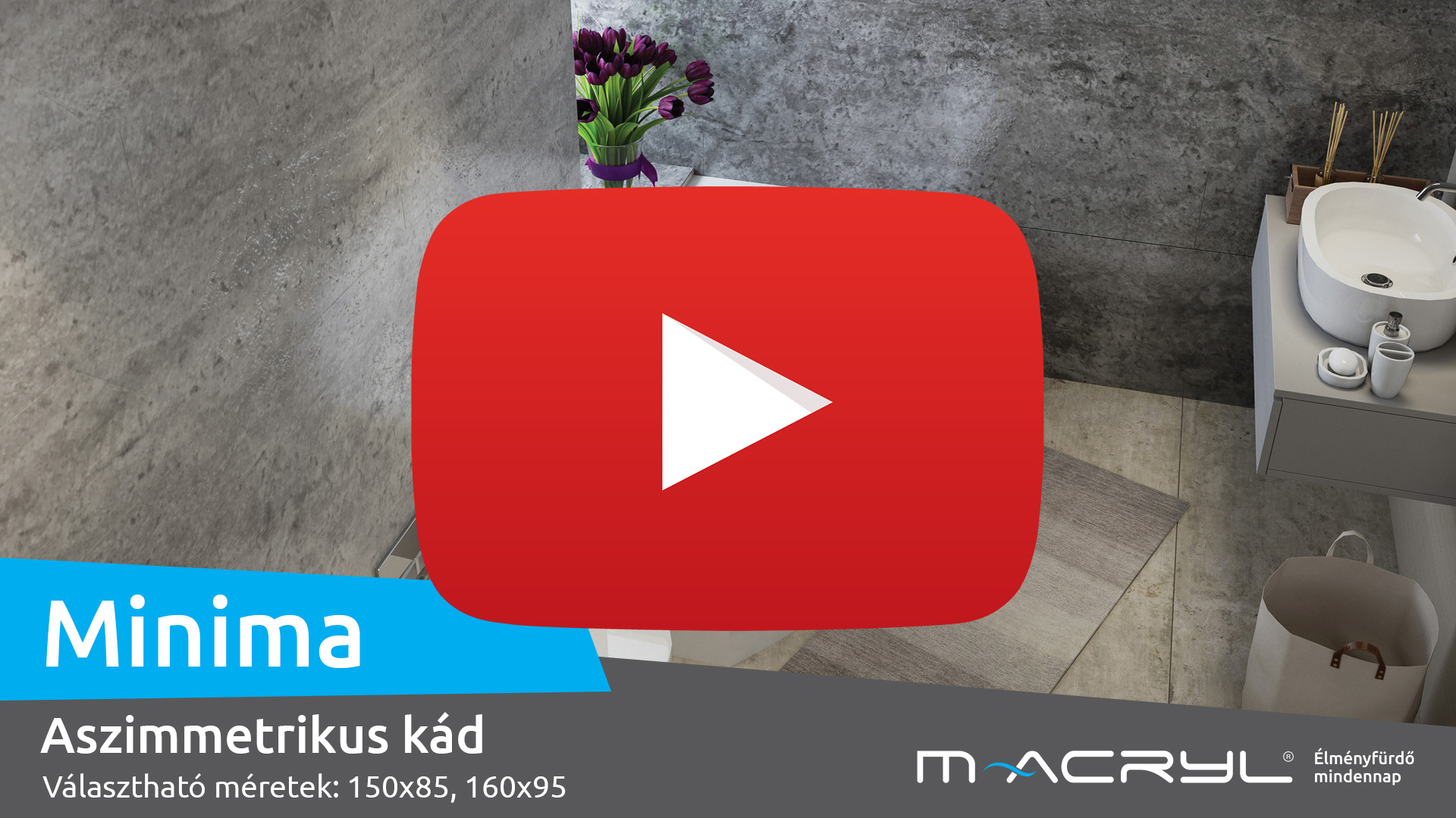Minima aszimmetrikus akril kád 160x95 jobbos