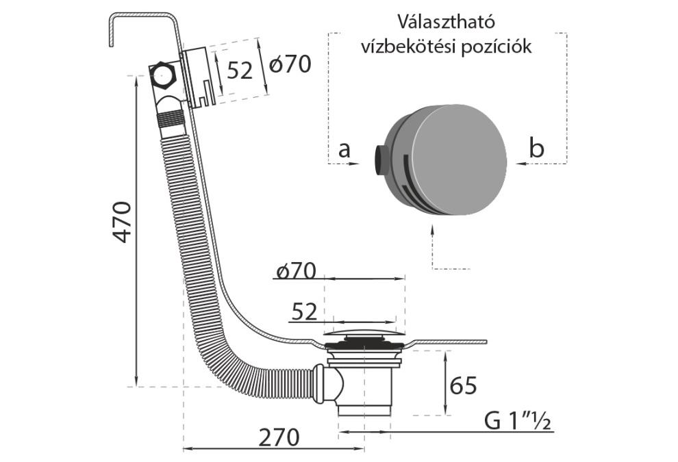 Vízfeltöltős, Click-Clack le- és túlfolyó kerek