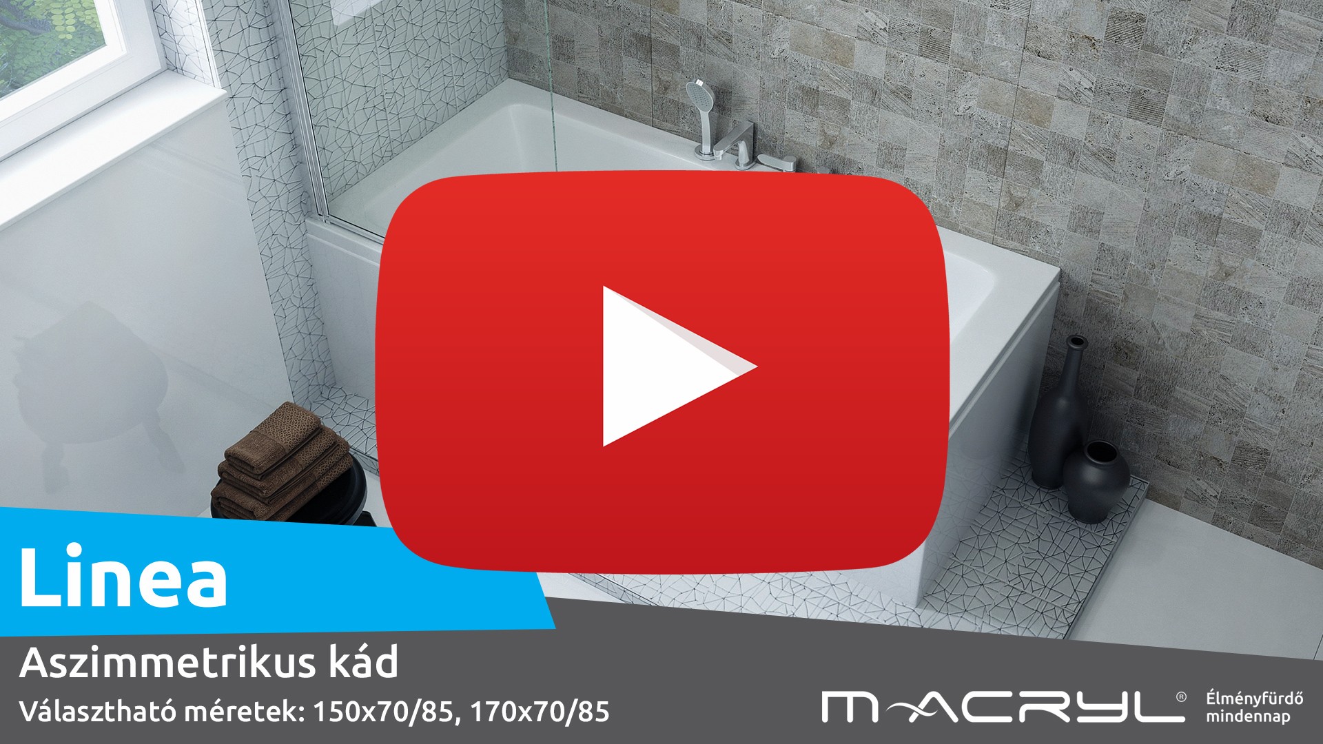 Linea aszimmetrikus akril kád 170x70/85 balos